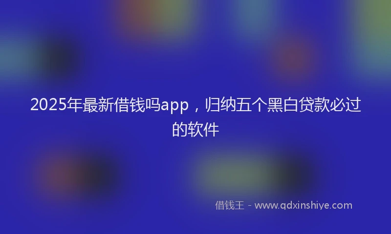 2025年最新借钱吗app，归纳五个黑白贷款必过的软件