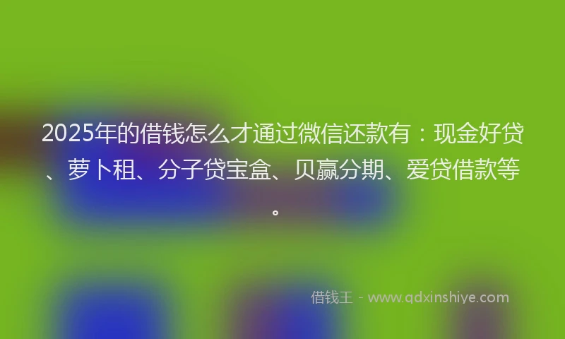 2025年的借钱怎么才通过微信还款有：现金好贷、萝卜租、分子贷宝盒、贝赢分期、爱贷借款等。