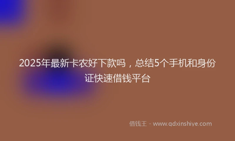 2025年最新卡农好下款吗，总结5个手机和身份证快速借钱平台