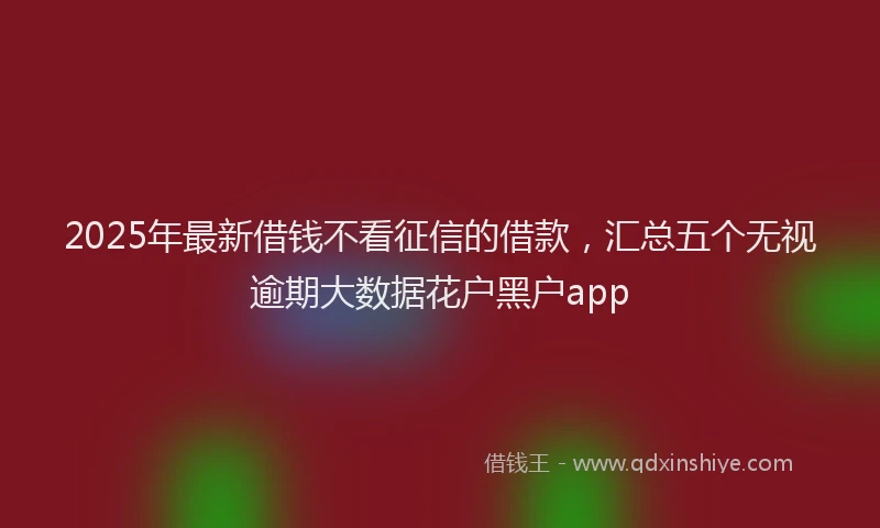 2025年最新借钱不看征信的借款，汇总五个无视逾期大数据花户黑户app