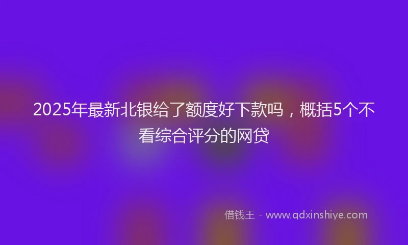 2025年最新北银给了额度好下款吗，概括5个不看综合评分的网贷