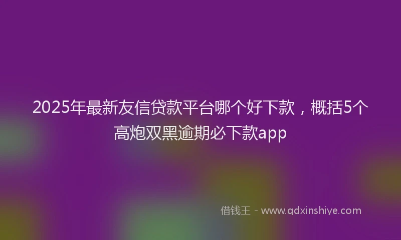 2025年最新友信贷款平台哪个好下款，概括5个高炮双黑逾期必下款app