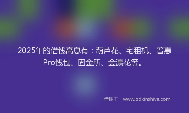 2025年的借钱高息有：葫芦花、宅租机、普惠Pro钱包、固金所、金瀛花等。