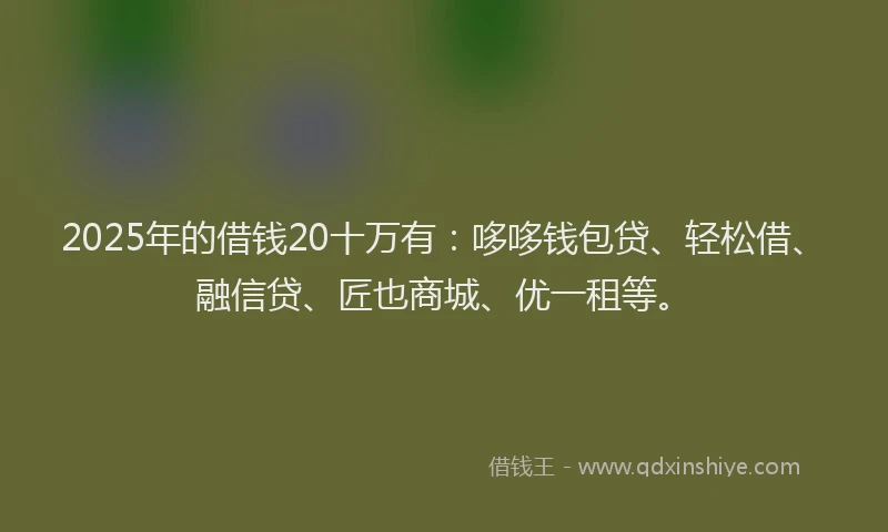 2025年的借钱20十万有：哆哆钱包贷、轻松借、融信贷、匠也商城、优一租等。