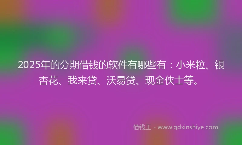 2025年的分期借钱的软件有哪些有：小米粒、银杏花、我来贷、沃易贷、现金侠士等。