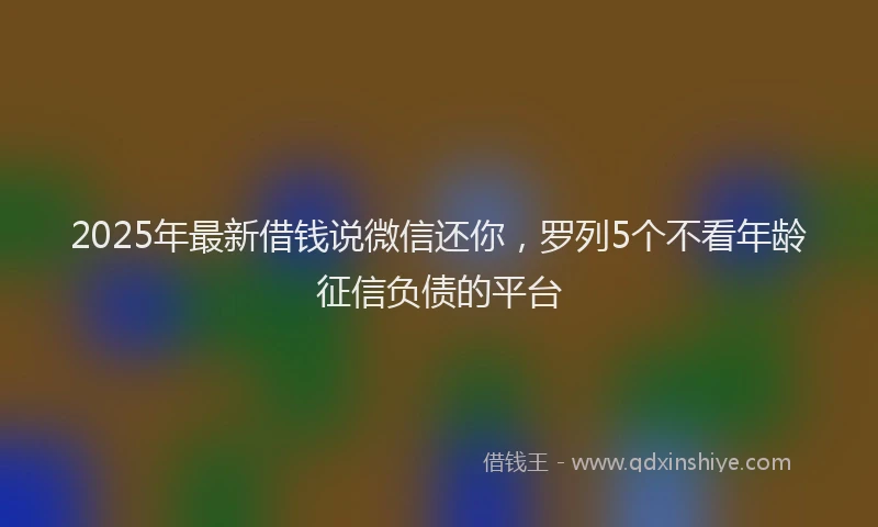 2025年最新借钱说微信还你，罗列5个不看年龄征信负债的平台