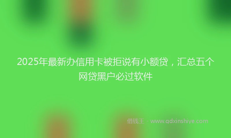 2025年最新办信用卡被拒说有小额贷，汇总五个网贷黑户必过软件