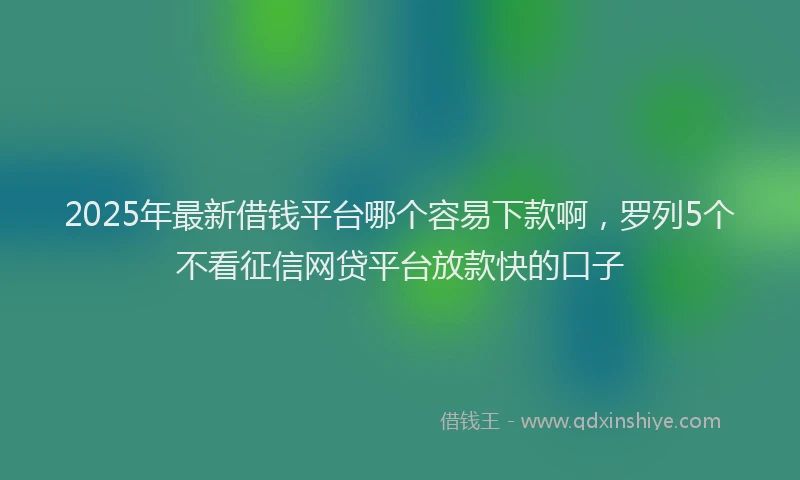 2025年最新借钱平台哪个容易下款啊，罗列5个不看征信网贷平台放款快的口子