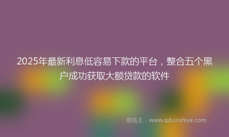 2025年最新利息低容易下款的平台，整合五个黑户成功获取大额贷款的软件