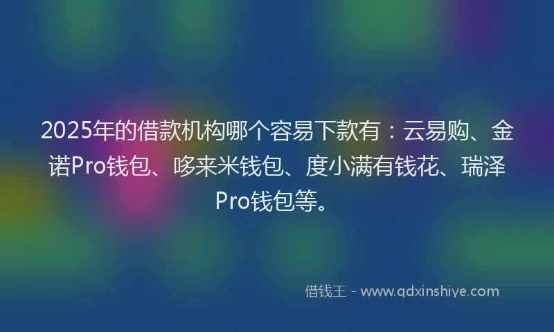 2025年的借款机构哪个容易下款有：云易购、金诺Pro钱包、哆来米钱包、度小满有钱花、瑞泽Pro钱包等。