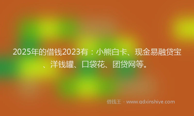 2025年的借钱2023有：小熊白卡、现金易融贷宝、洋钱罐、口袋花、团贷网等。