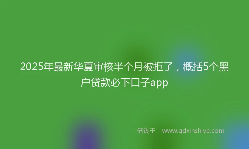2025年最新华夏审核半个月被拒了，概括5个黑户贷款必下口子app