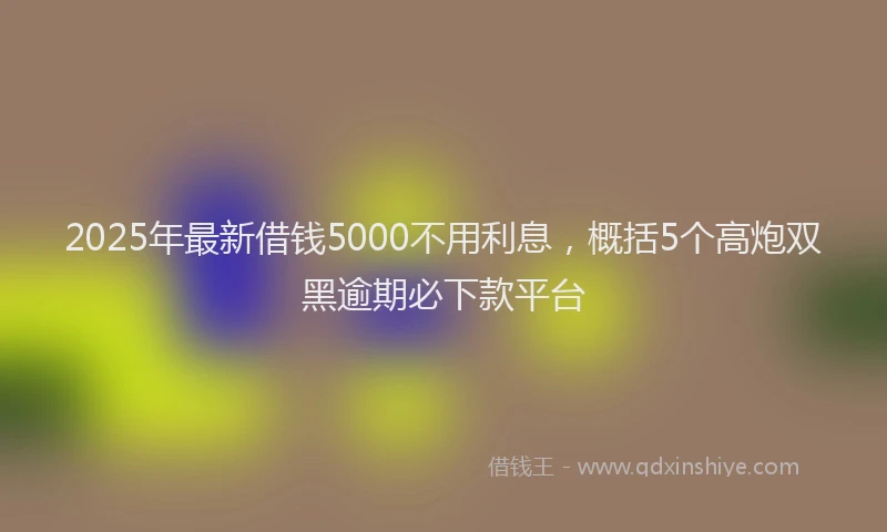 2025年最新借钱5000不用利息，概括5个高炮双黑逾期必下款平台