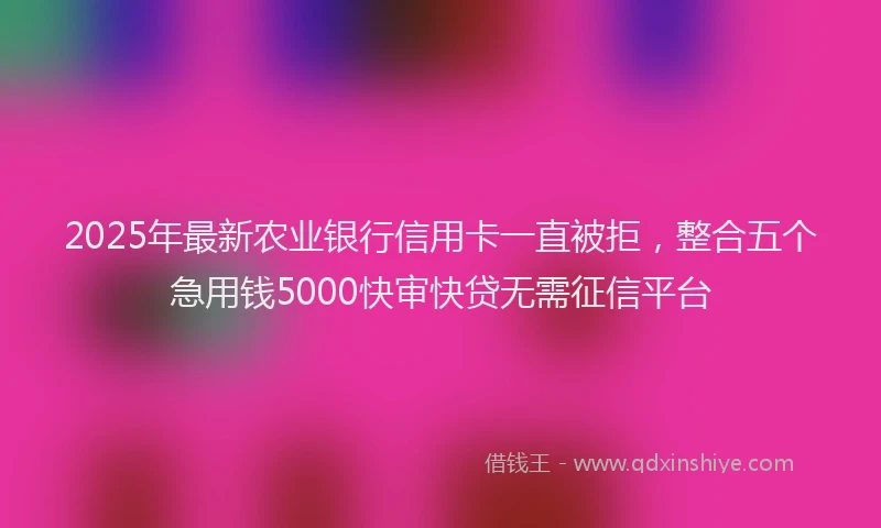 2025年最新农业银行信用卡一直被拒，整合五个急用钱5000快审快贷无需征信平台