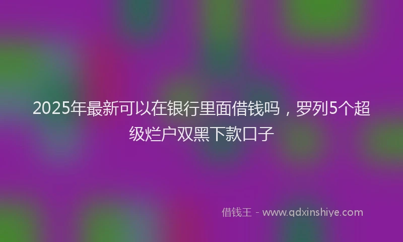 2025年最新可以在银行里面借钱吗，罗列5个超级烂户双黑下款口子
