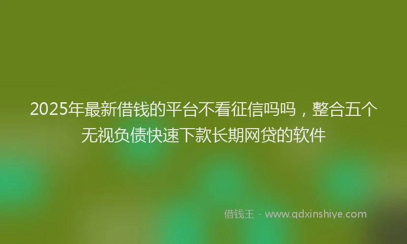 2025年最新借钱的平台不看征信吗吗，整合五个无视负债快速下款长期网贷的软件