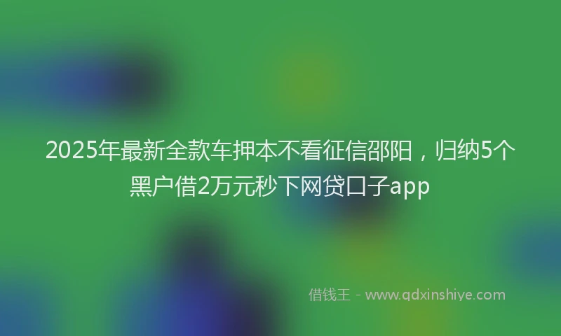 2025年最新全款车押本不看征信邵阳，归纳5个黑户借2万元秒下网贷口子app