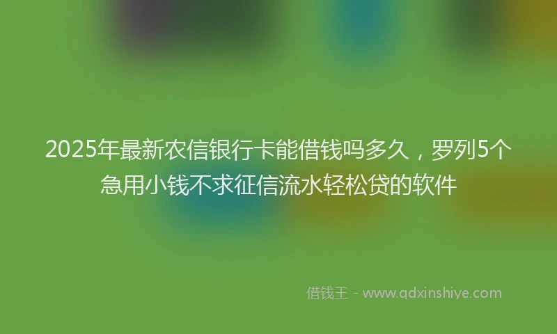 2025年最新农信银行卡能借钱吗多久，罗列5个急用小钱不求征信流水轻松贷的软件