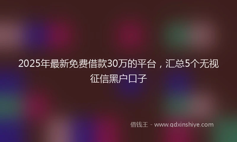 2025年最新免费借款30万的平台，汇总5个无视征信黑户口子