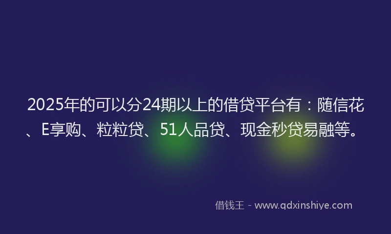 2025年的可以分24期以上的借贷平台有：随信花、E享购、粒粒贷、51人品贷、现金秒贷易融等。