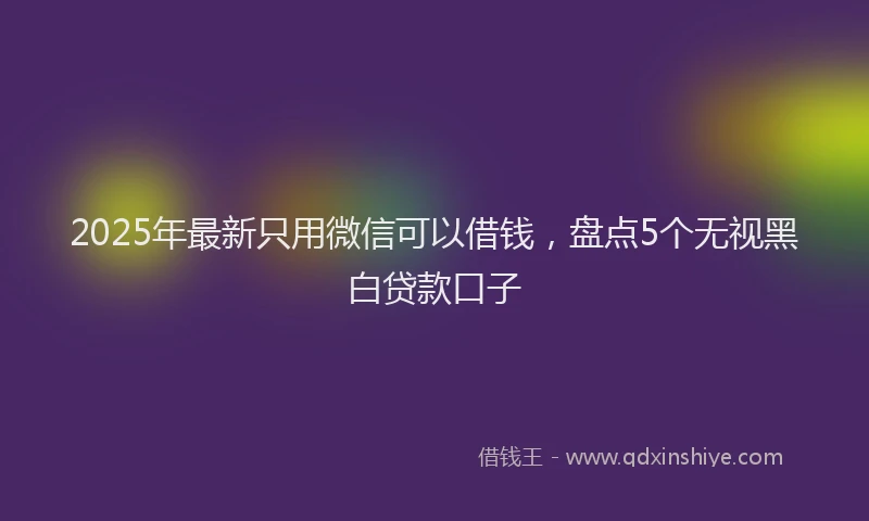 2025年最新只用微信可以借钱，盘点5个无视黑白贷款口子
