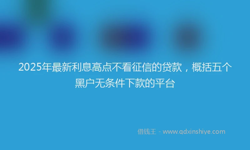 2025年最新利息高点不看征信的贷款，概括五个黑户无条件下款的平台