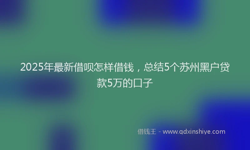 2025年最新借呗怎样借钱，总结5个苏州黑户贷款5万的口子