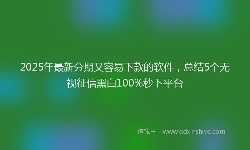 2025年最新分期又容易下款的软件，总结5个无视征信黑白100%秒下平台