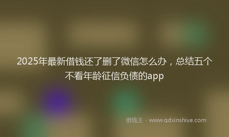 2025年最新借钱还了删了微信怎么办，总结五个不看年龄征信负债的app