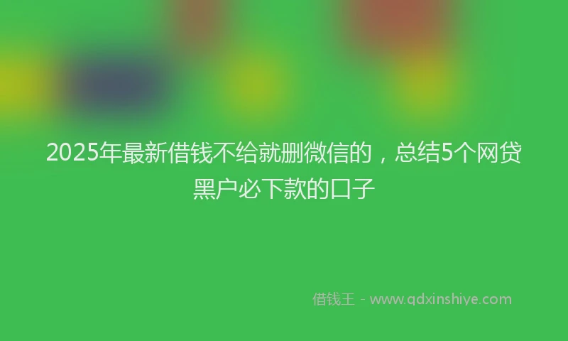 2025年最新借钱不给就删微信的，总结5个网贷黑户必下款的口子