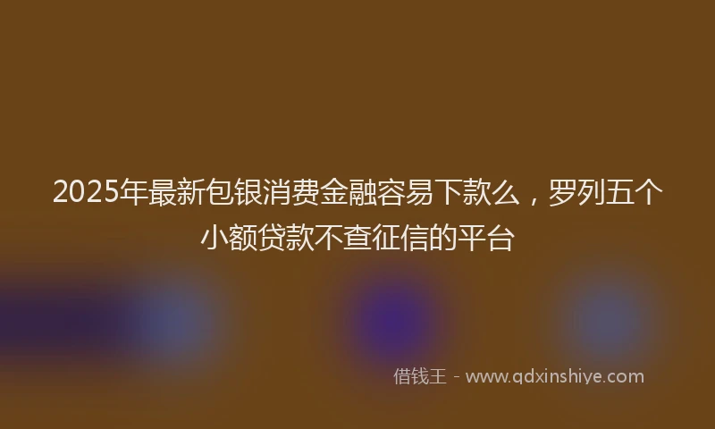 2025年最新包银消费金融容易下款么，罗列五个小额贷款不查征信的平台