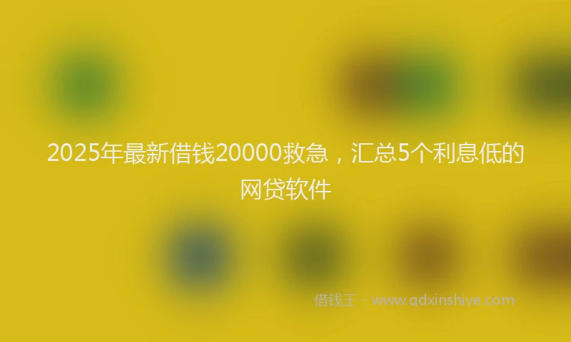 2025年最新借钱20000救急，汇总5个利息低的网贷软件