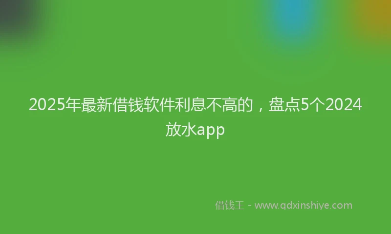 2025年最新借钱软件利息不高的，盘点5个2024放水app
