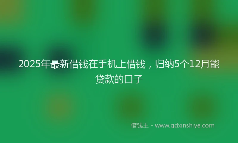 2025年最新借钱在手机上借钱，归纳5个12月能贷款的口子
