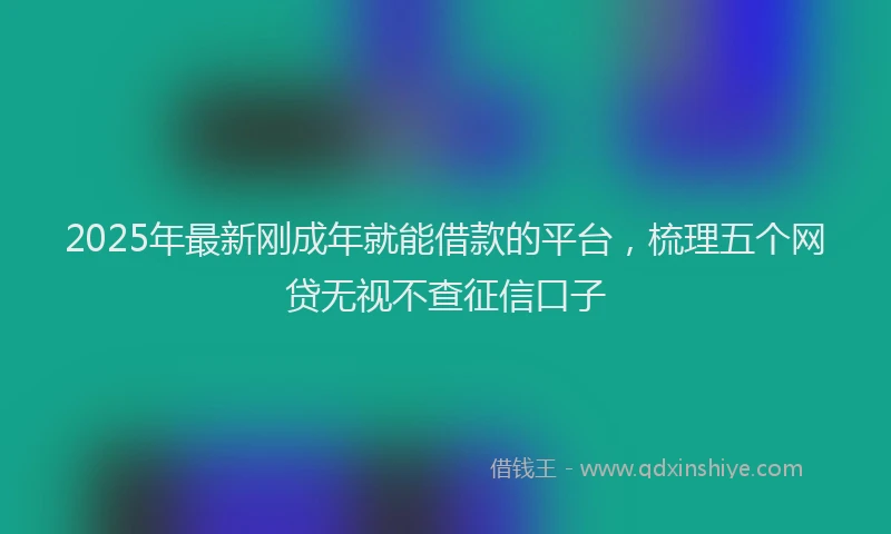 2025年最新刚成年就能借款的平台，梳理五个网贷无视不查征信口子