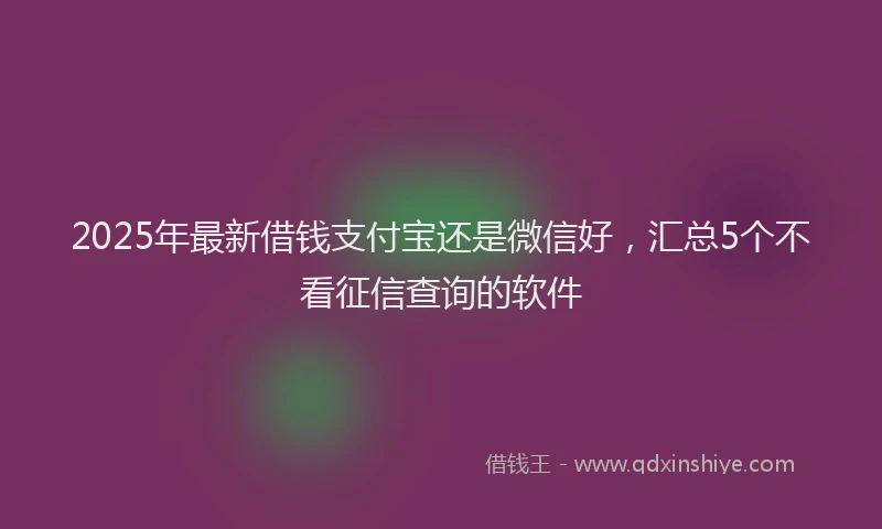 2025年最新借钱支付宝还是微信好，汇总5个不看征信查询的软件