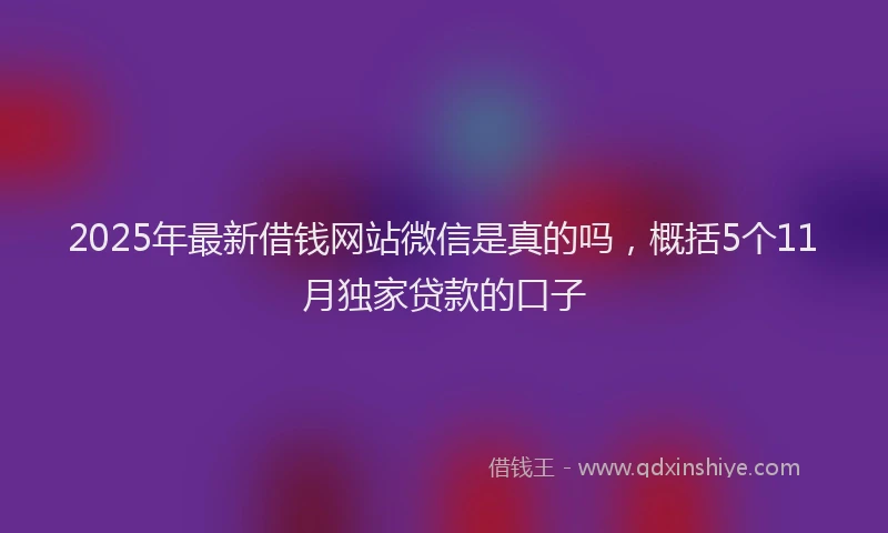 2025年最新借钱网站微信是真的吗，概括5个11月独家贷款的口子