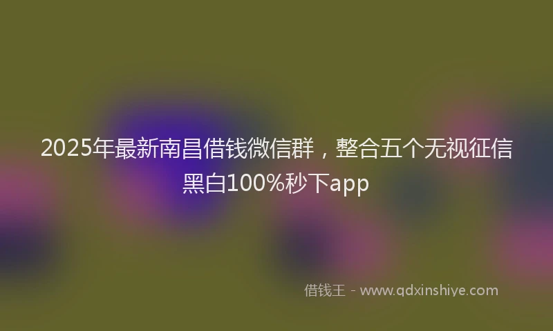 2025年最新南昌借钱微信群，整合五个无视征信黑白100%秒下app