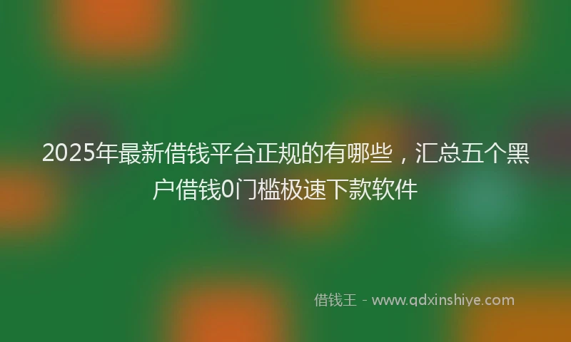 2025年最新借钱平台正规的有哪些，汇总五个黑户借钱0门槛极速下款软件