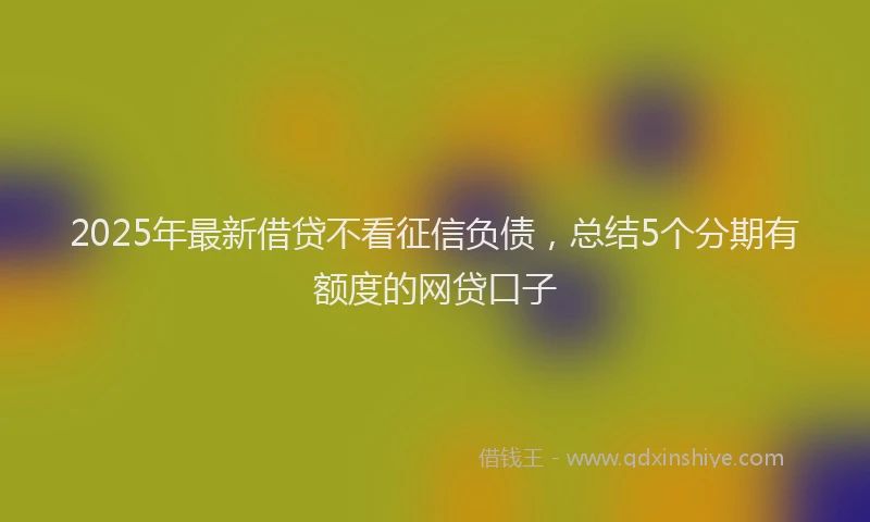 2025年最新借贷不看征信负债，总结5个分期有额度的网贷口子