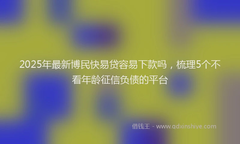 2025年最新博民快易贷容易下款吗，梳理5个不看年龄征信负债的平台