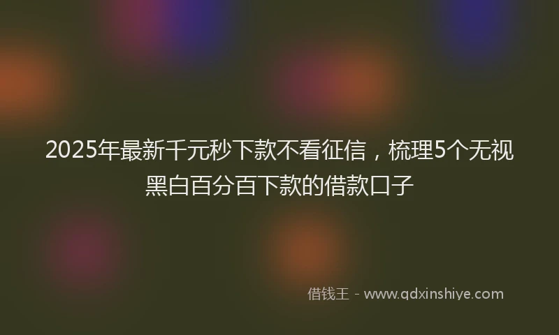 2025年最新千元秒下款不看征信，梳理5个无视黑白百分百下款的借款口子