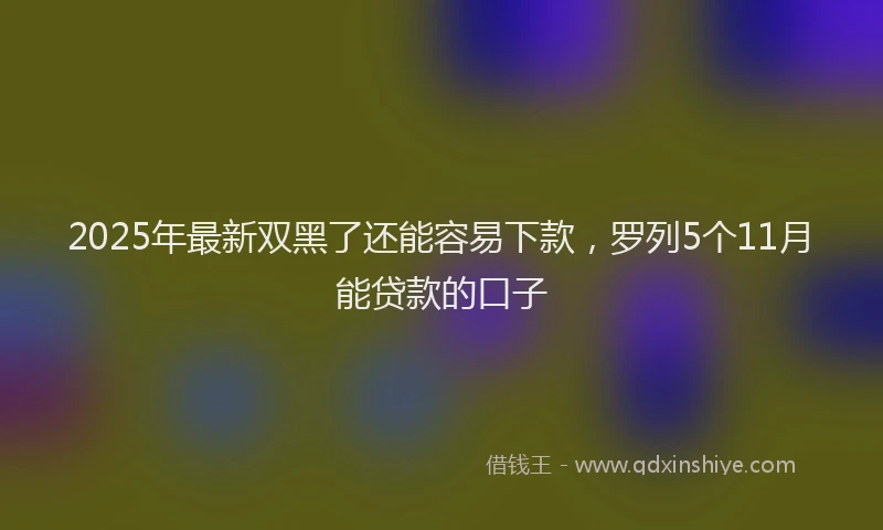 2025年最新双黑了还能容易下款，罗列5个11月能贷款的口子