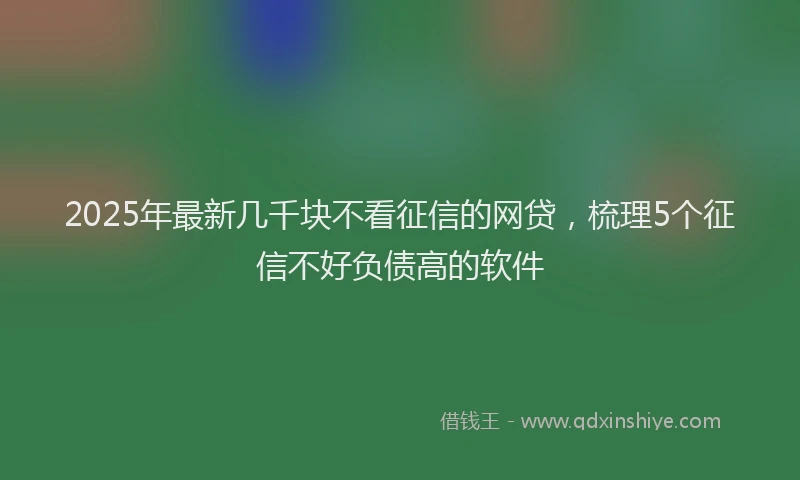 2025年最新几千块不看征信的网贷，梳理5个征信不好负债高的软件