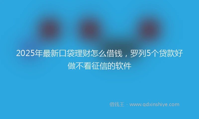 2025年最新口袋理财怎么借钱，罗列5个贷款好做不看征信的软件