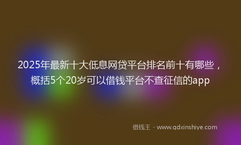 2025年最新十大低息网贷平台排名前十有哪些，概括5个20岁可以借钱平台不查征信的app