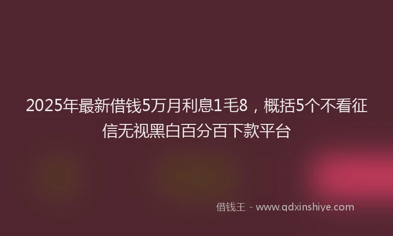 2025年最新借钱5万月利息1毛8，概括5个不看征信无视黑白百分百下款平台