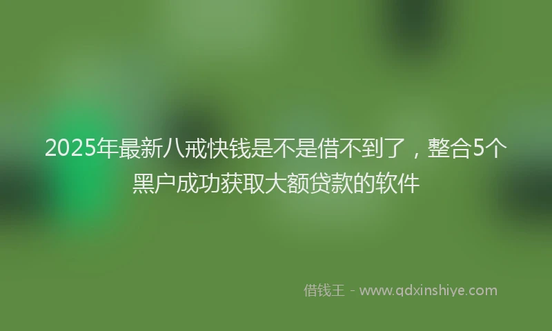 2025年最新八戒快钱是不是借不到了，整合5个黑户成功获取大额贷款的软件