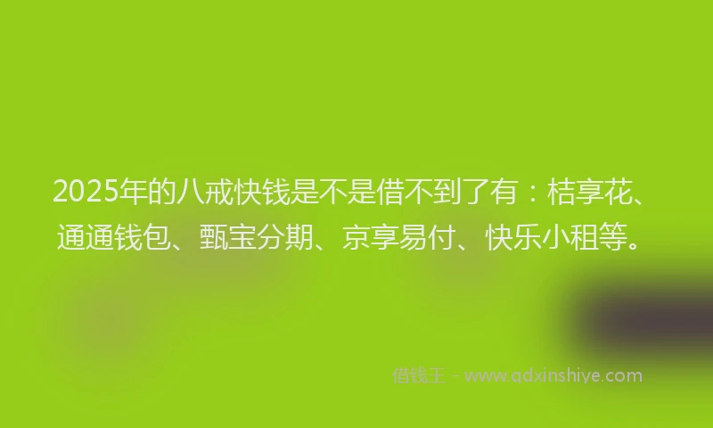 2025年的八戒快钱是不是借不到了有：桔享花、通通钱包、甄宝分期、京享易付、快乐小租等。