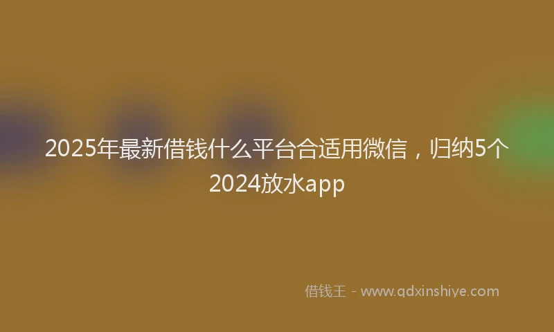 2025年最新借钱什么平台合适用微信，归纳5个2024放水app